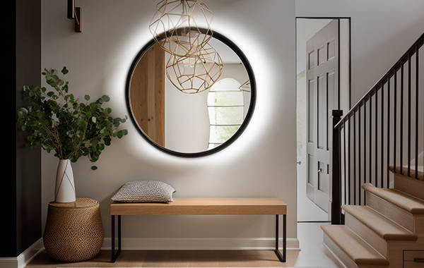 entrance hall mirror backlighting with LED strip lights