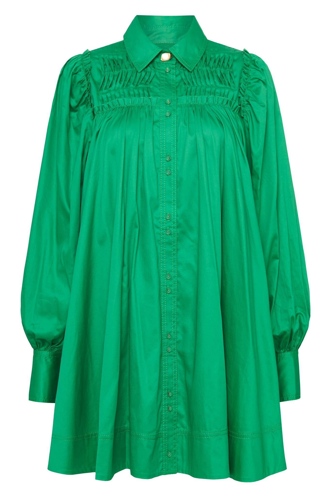 Emerald green smock mini dress