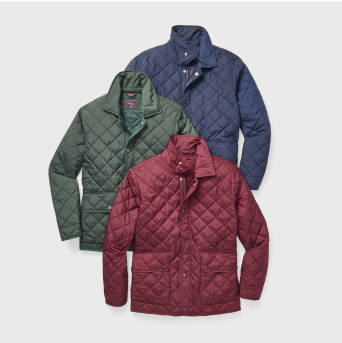 Collection of UNTUCKit quilted field jackets .
