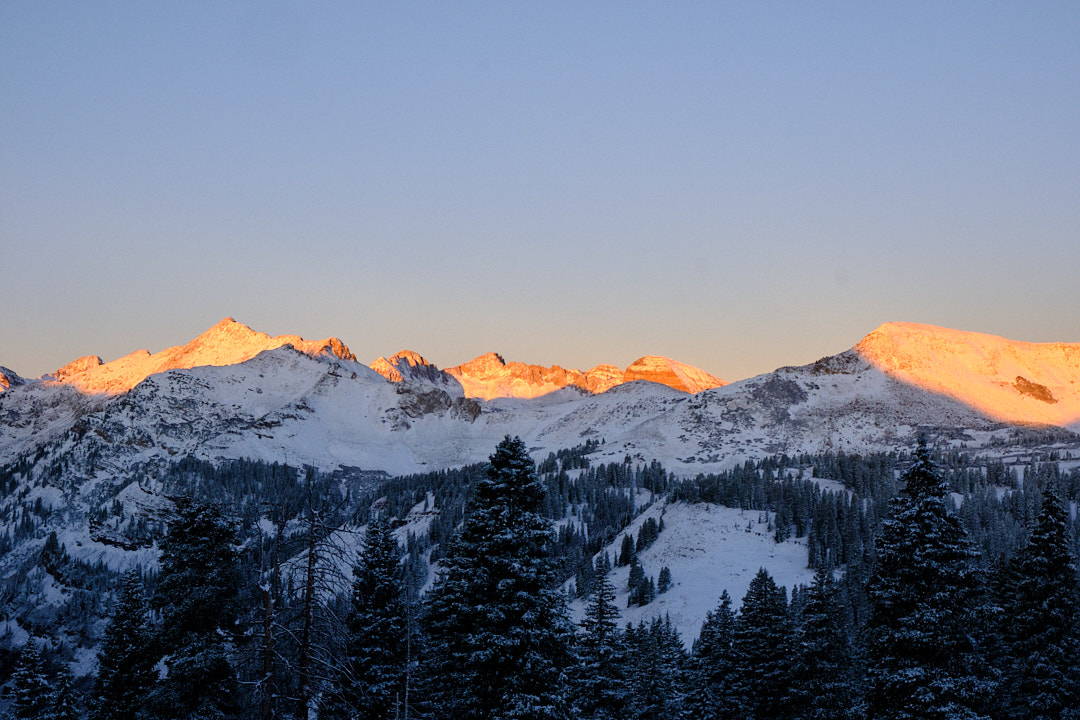 snowpack in colorado during spring starts to melt off 