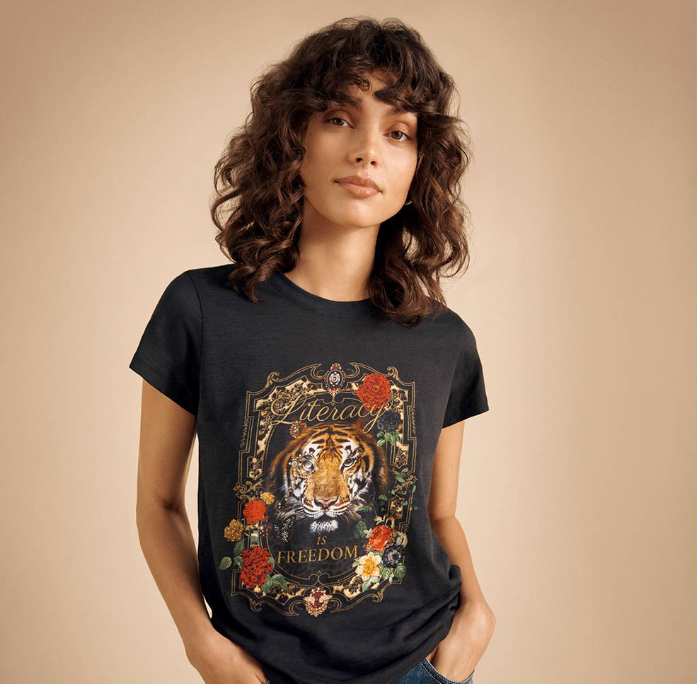 Model in Tiger Tee Shirt