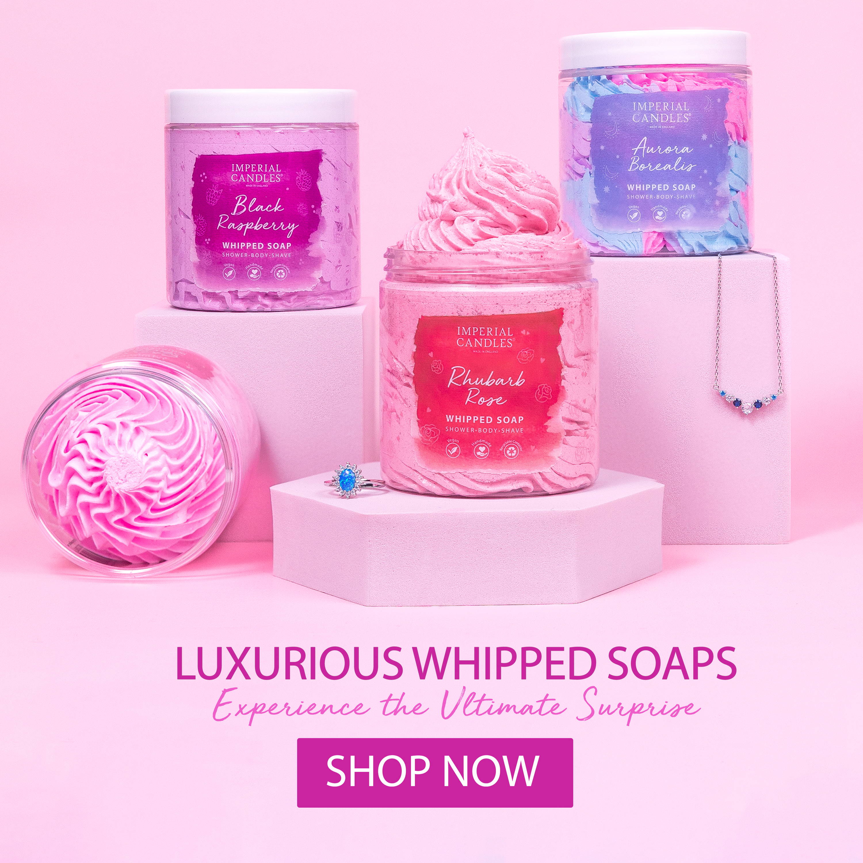 Luxurious Whipped Soaps with a hidden jewel