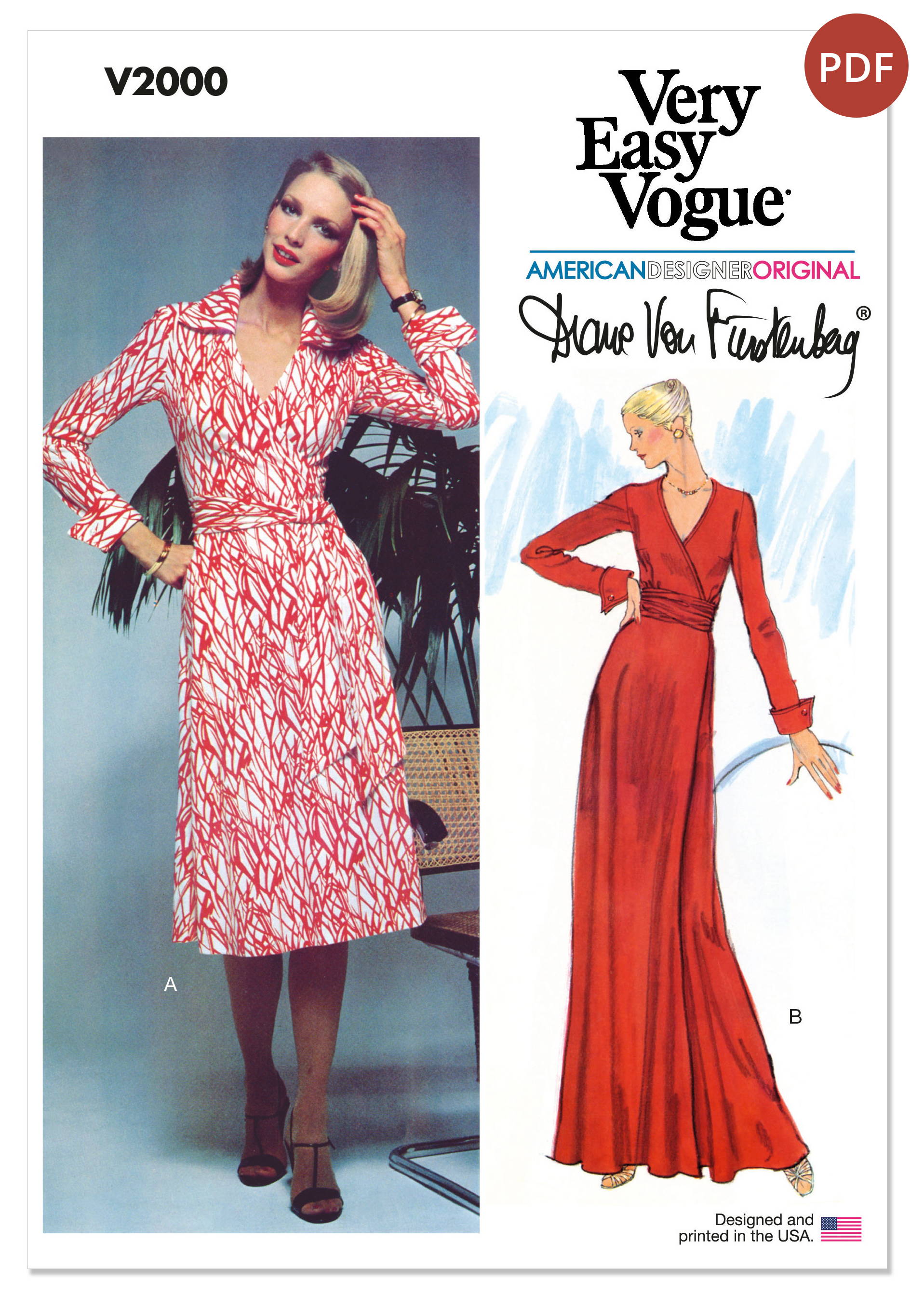 Misses' Wrap Dress by Diane von Furstenberg | V2000 | PDF Product