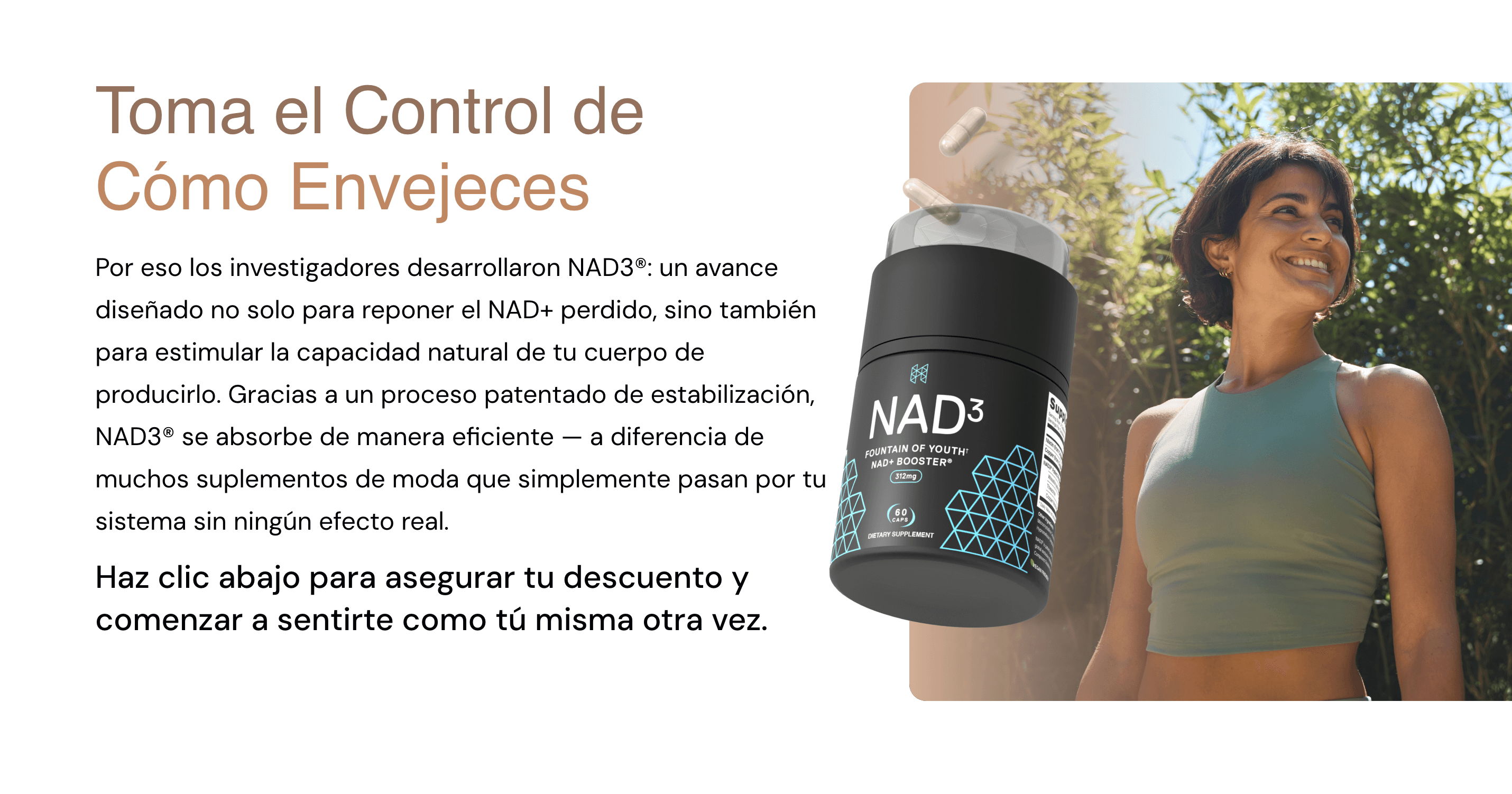 Image promoting NAD+ supplement for controlling aging.