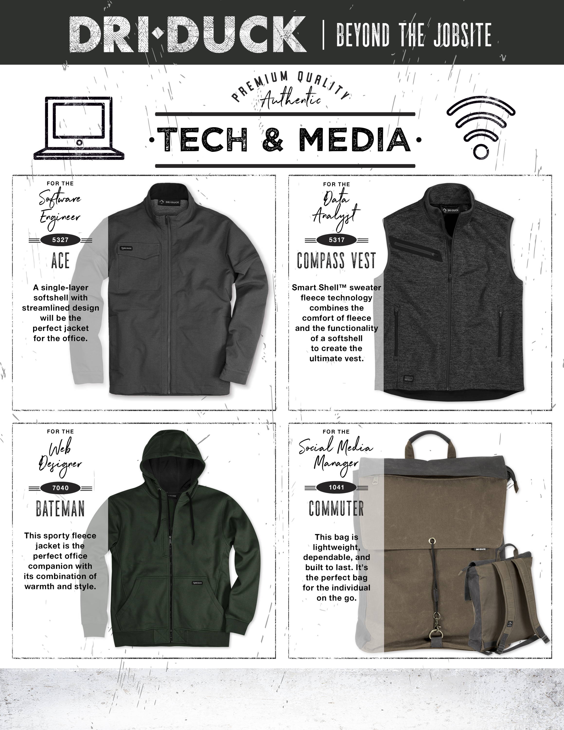 Workwear for tech media jobs by DRI DUCK