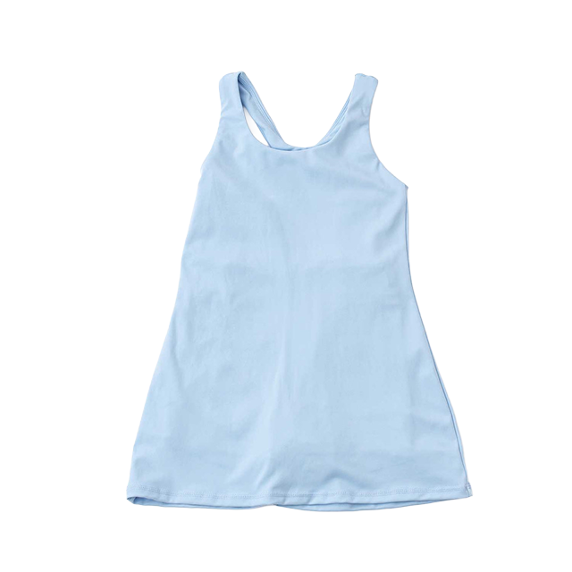Light blue sleeveless dress on a plain background.