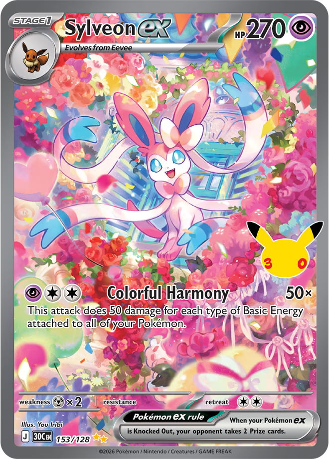 The Sylveon ex 30th Celebration Illustration Rare Pokémon Card.