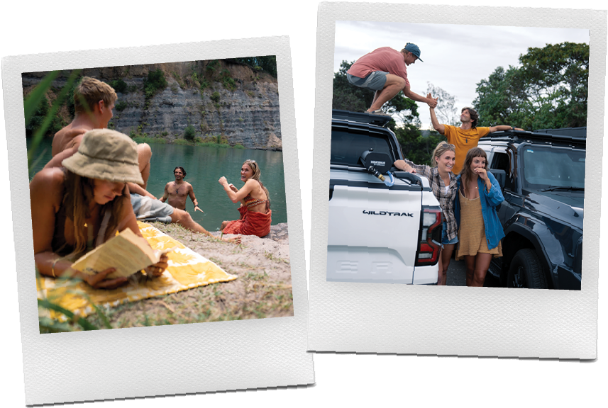 A collection of Polaroids showing outdoor activities