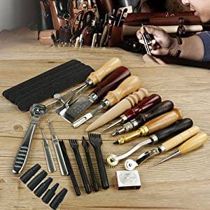 Basic Leather Working Tools Different Set Leather Stitching Carving Beginner  DIY