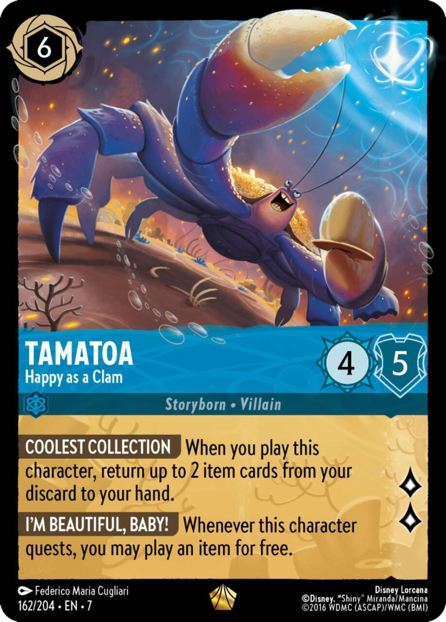 Card featuring Tamatoa, a villain character with abilities and stats.