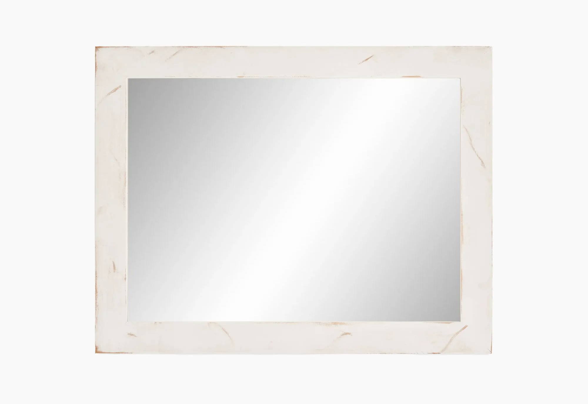 wide white frame mirror