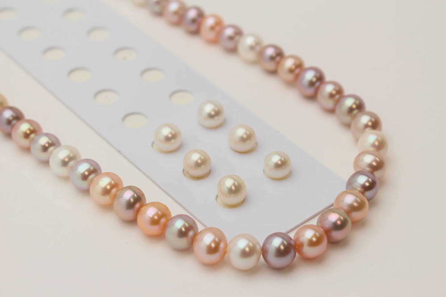 Multi-Colored Freshwater Pearl Necklace with White Earring Pairs