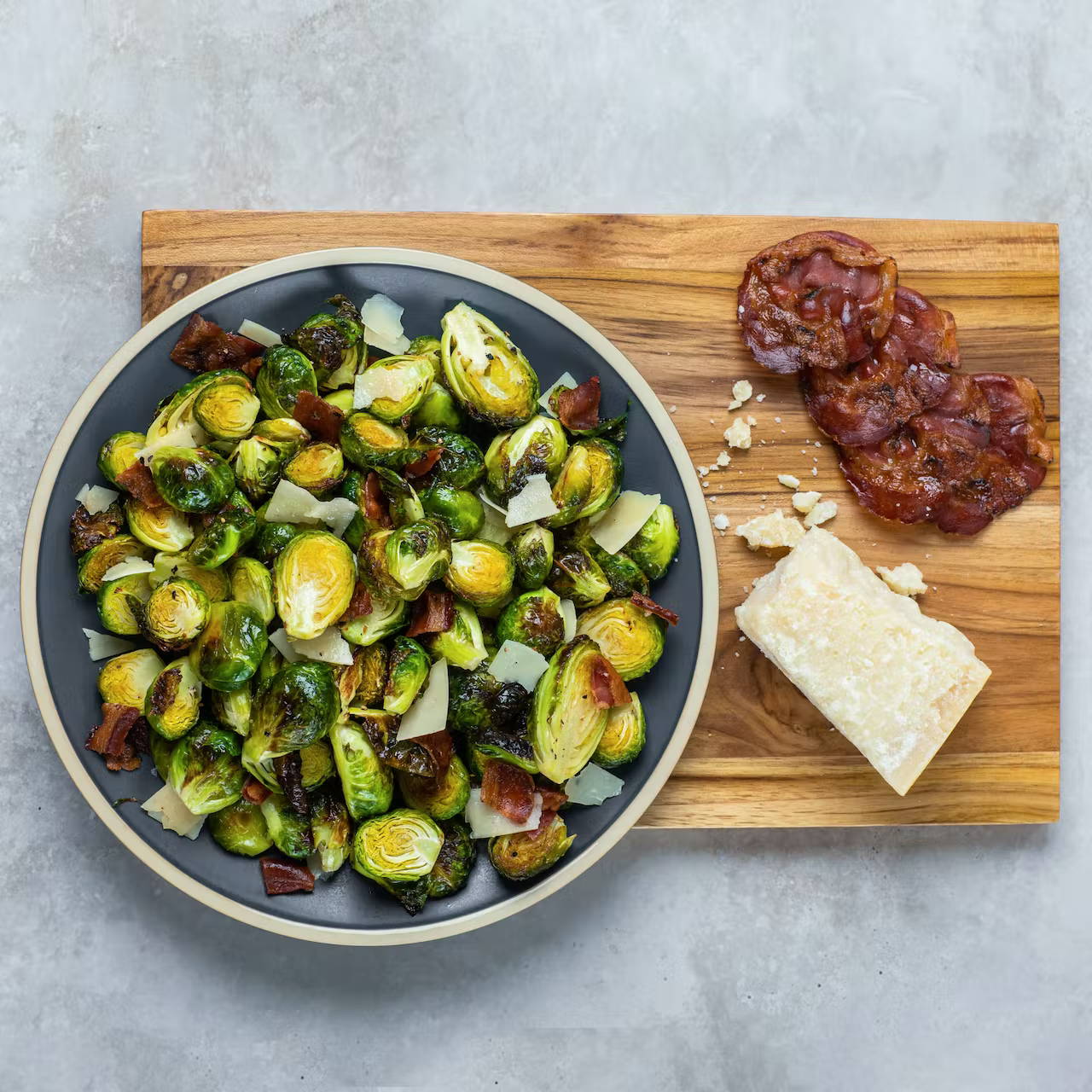 Air Fried Brussels sprouts with crispy pancetta