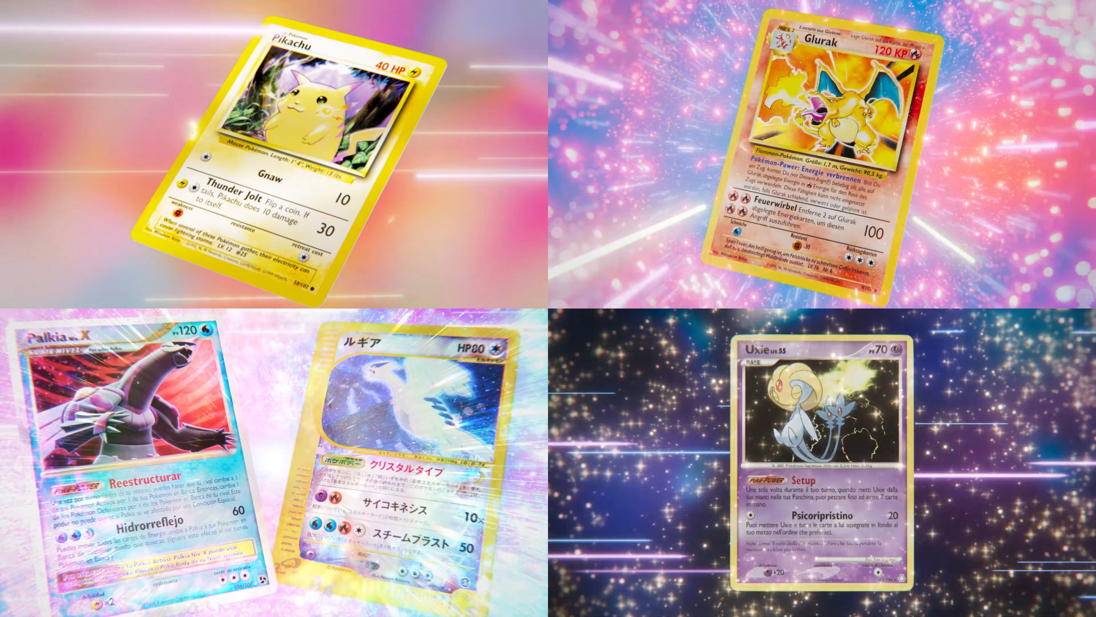 Four Pokémon cards shown off on Pokémon Day.