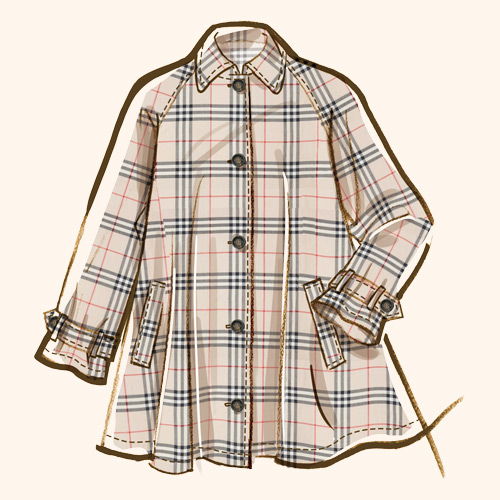 A stylish plaid coat with a collar and pockets.