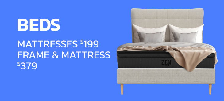 Beds with mattresses, frame, and mattress priced at $379.