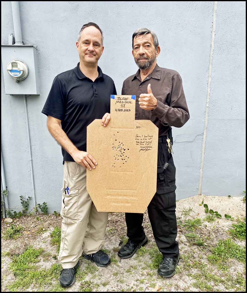 Massad Ayoob with David BBlazek and Quad Speed Target