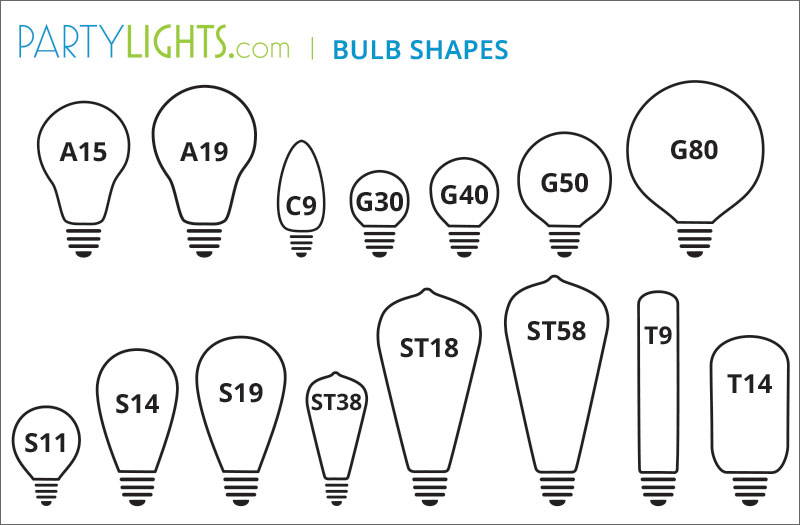 Light Bulb & Socket Guide: Info on Sizes, Types Shapes | PartyLights