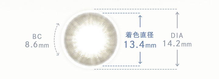 カーキブレンダーのレンズ画像,DIA14.2mm,着色直径13.4mm,BC8.6mm|ベルシーク(BELLSiQUE)ワンデーコンタクトレンズ