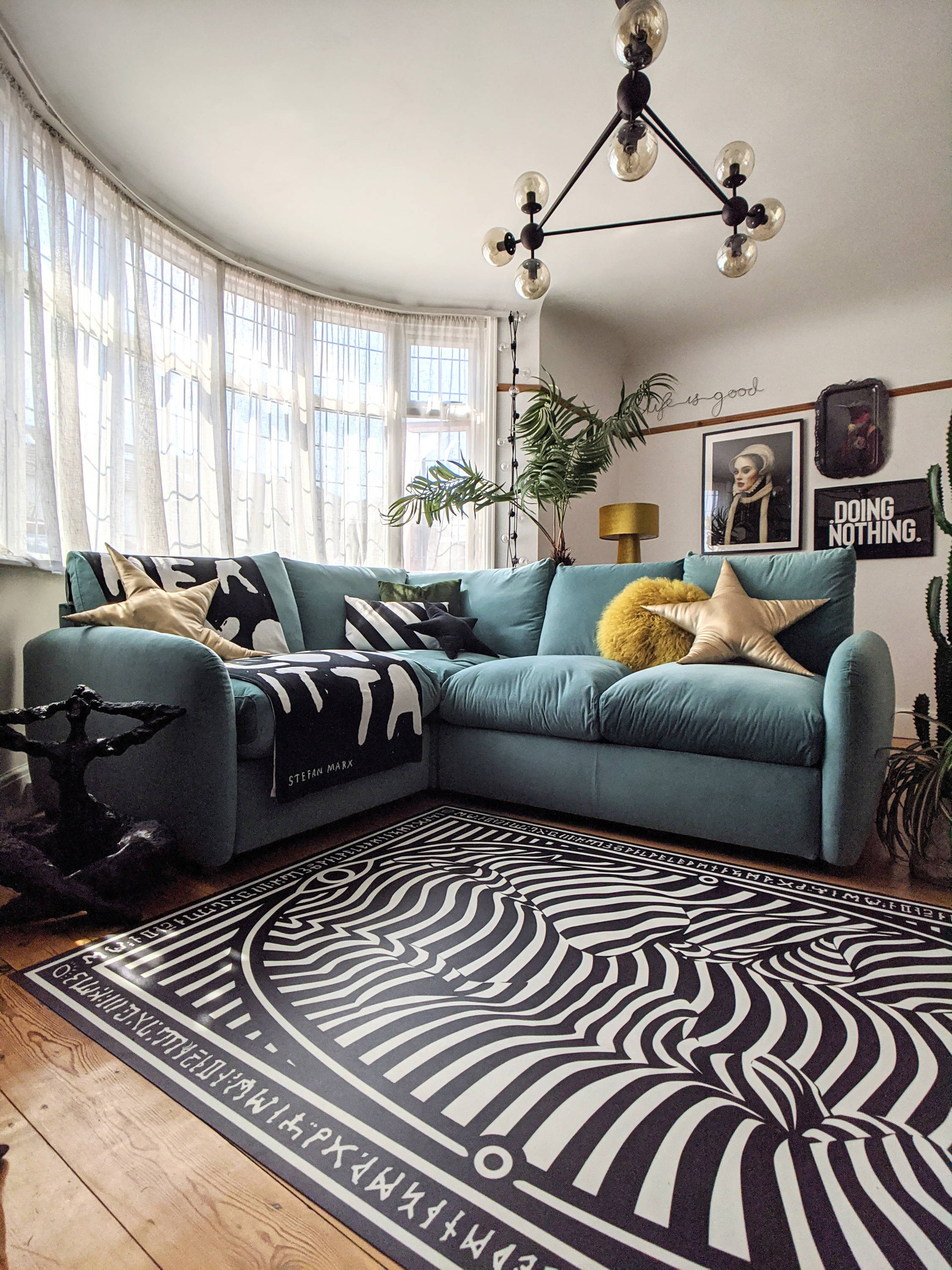 light blue teal corner sofa