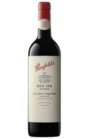 Bottle of Penfolds Bin 170 Shiraz wine with a red cap.