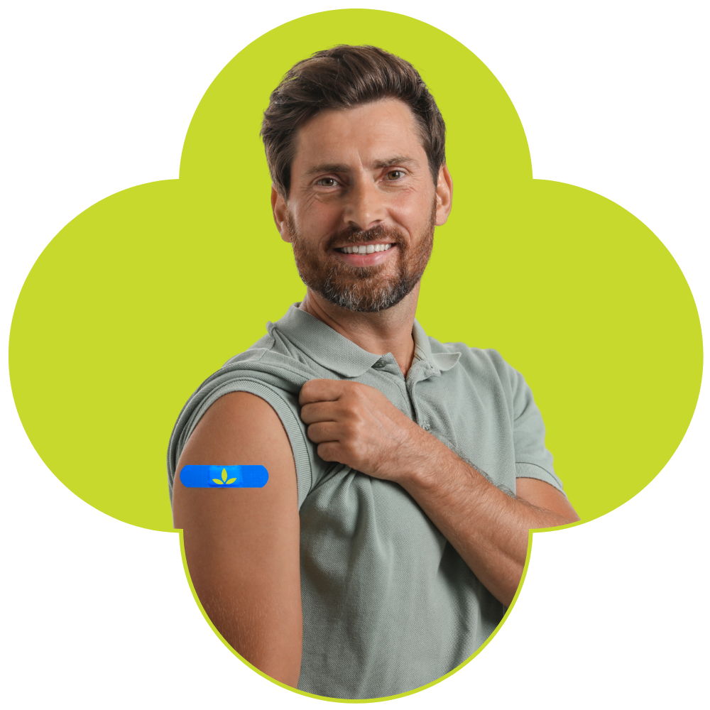 Man smiling after vaccination