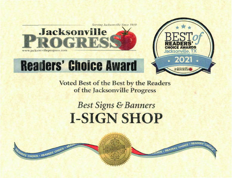 Readers Choice Award for iSignShop Best Signs & Banners 2021