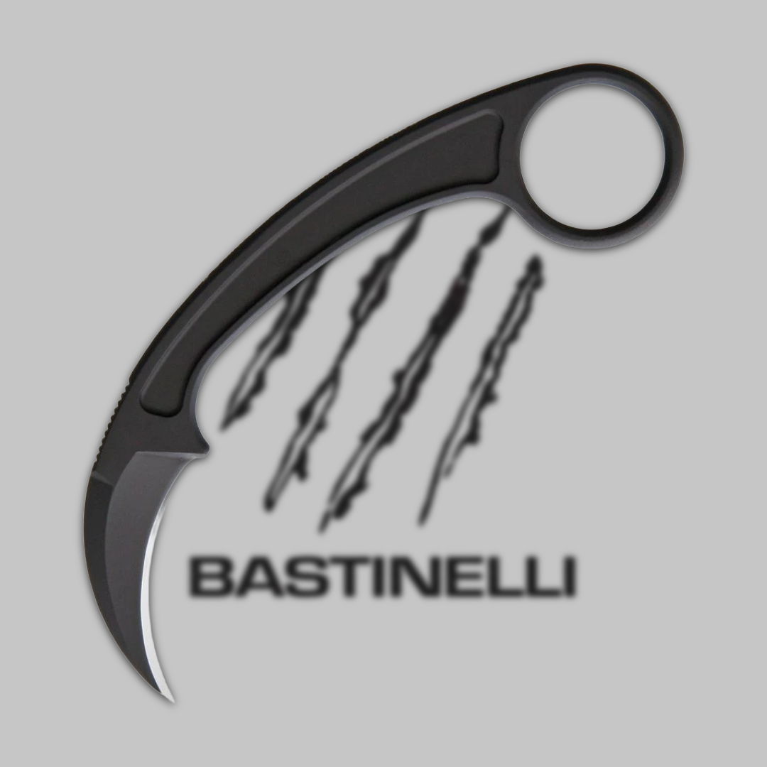 Logo featuring a curved knife and scratch marks, labeled 