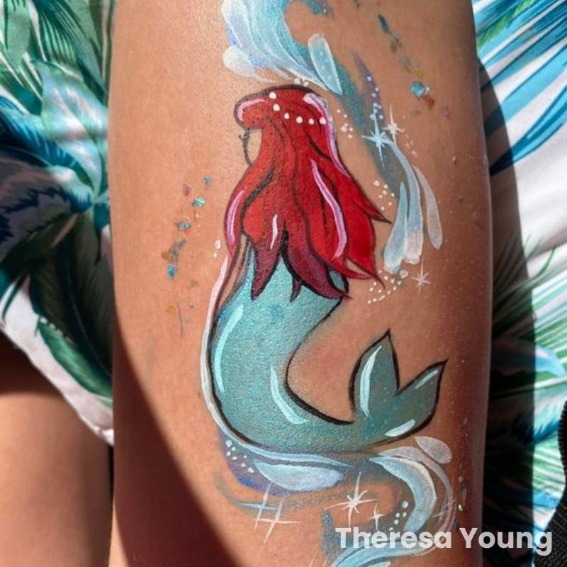 mermaid face paint design arm