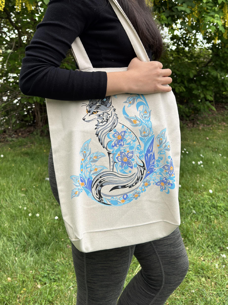 Foxy Canvas Tote by Deanna Samuel, Ditidaht, Nuu-chah-nulth