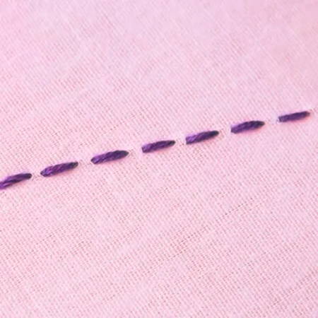 detail of a hand sewn running stitch