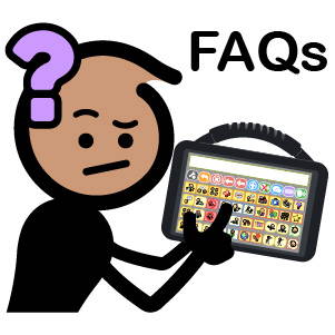 Confused spark with a question mark and AAC device