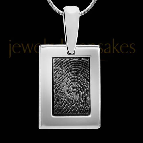 Silver Framed Black Fingerprint Pendant