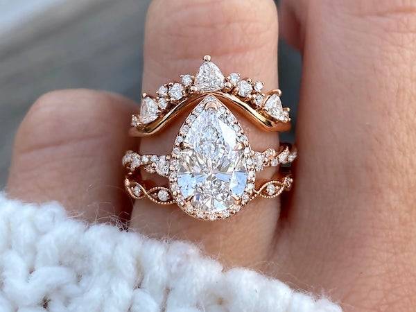 pear engagement ring stack