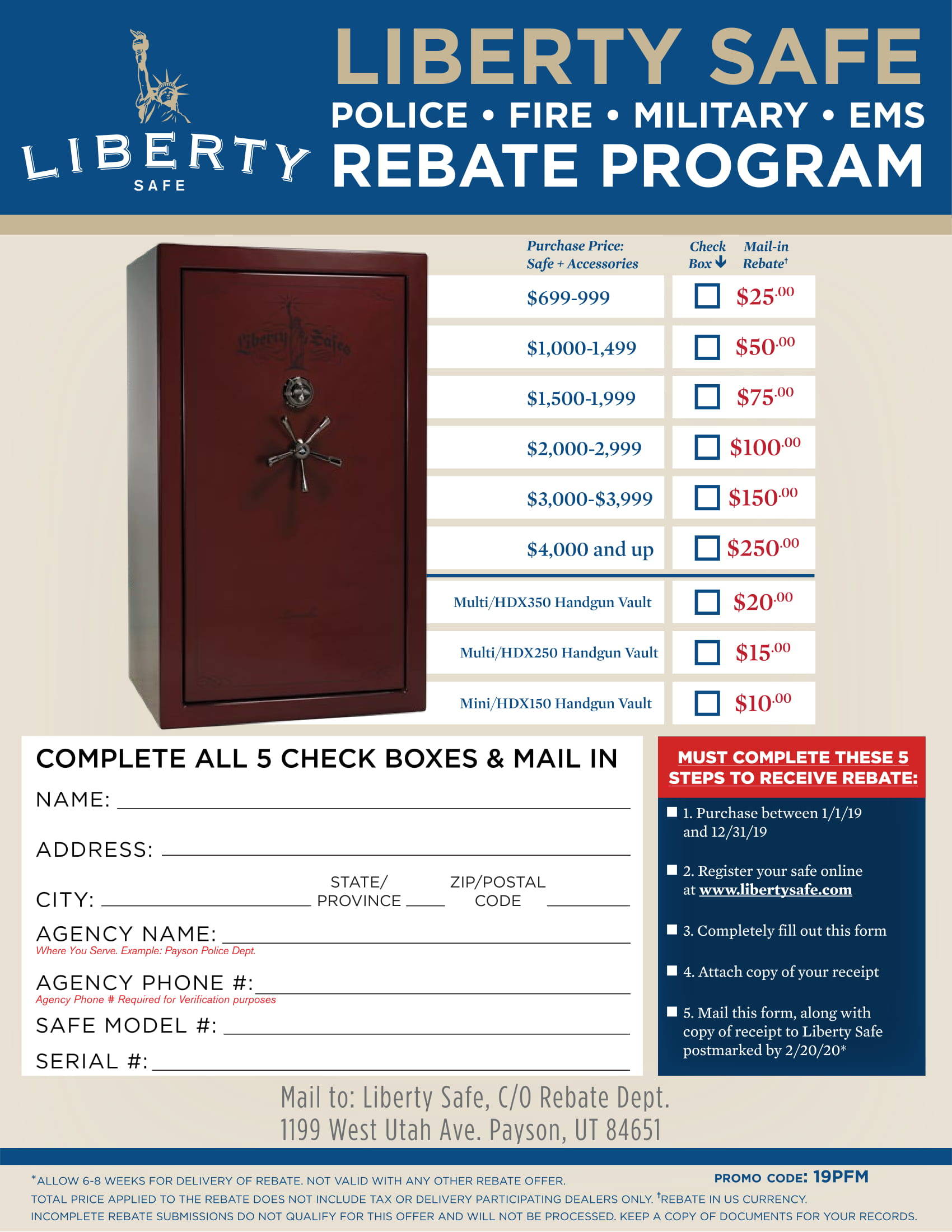 Police Fire Military Rebate Form Liberty Safes Of Utah