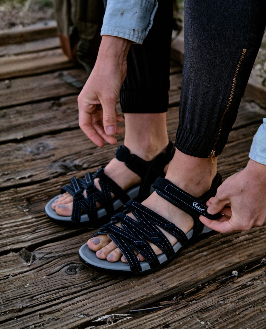 woman wearing hiking sandals