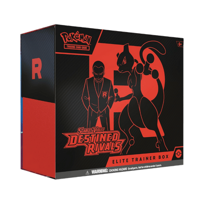 Pokémon TCG Elite Trainer Box featuring Team Rocket and Mewtwo design.