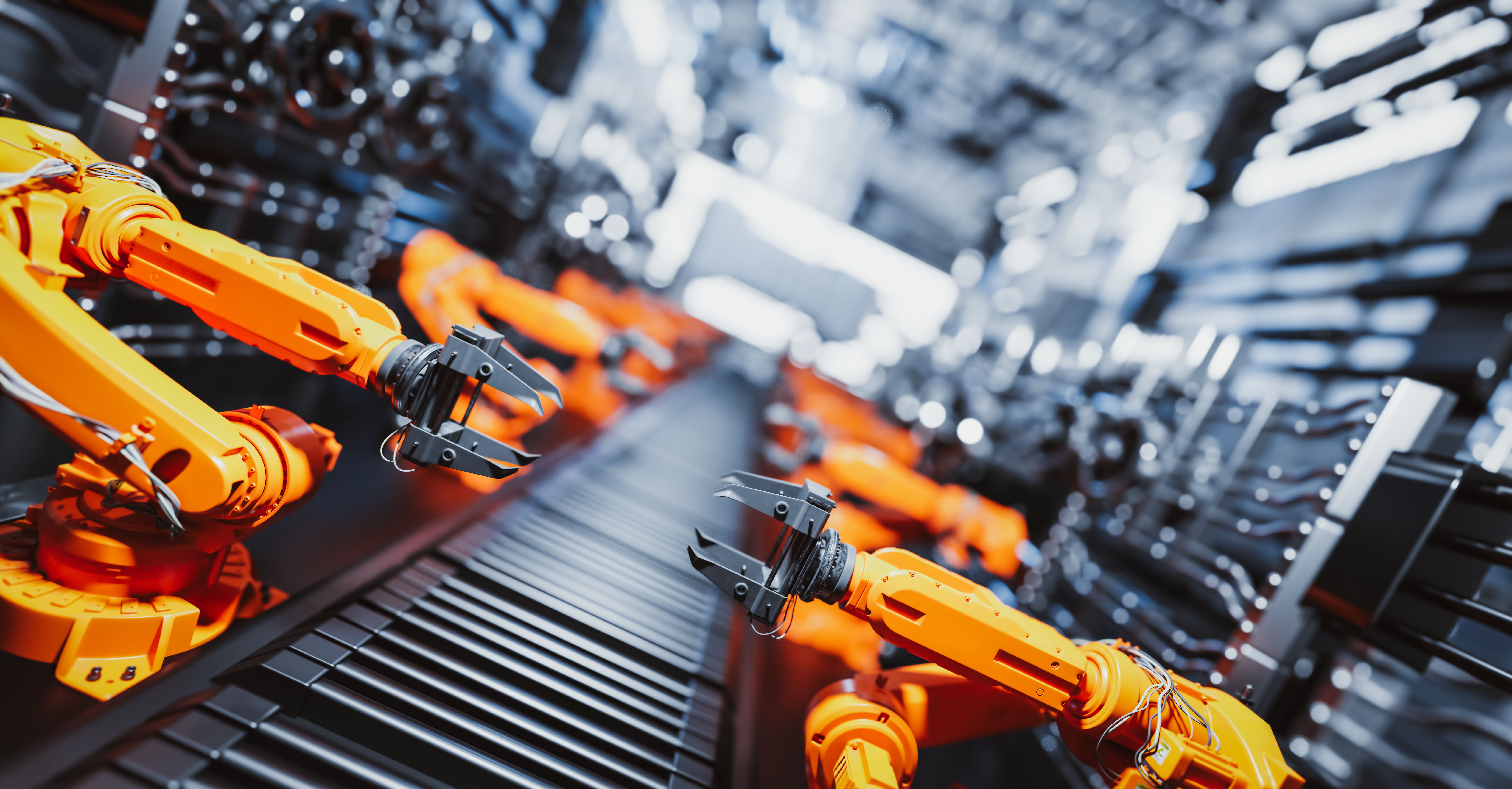 Automated Robotic Arms Working in Unison on a Conveyor Line