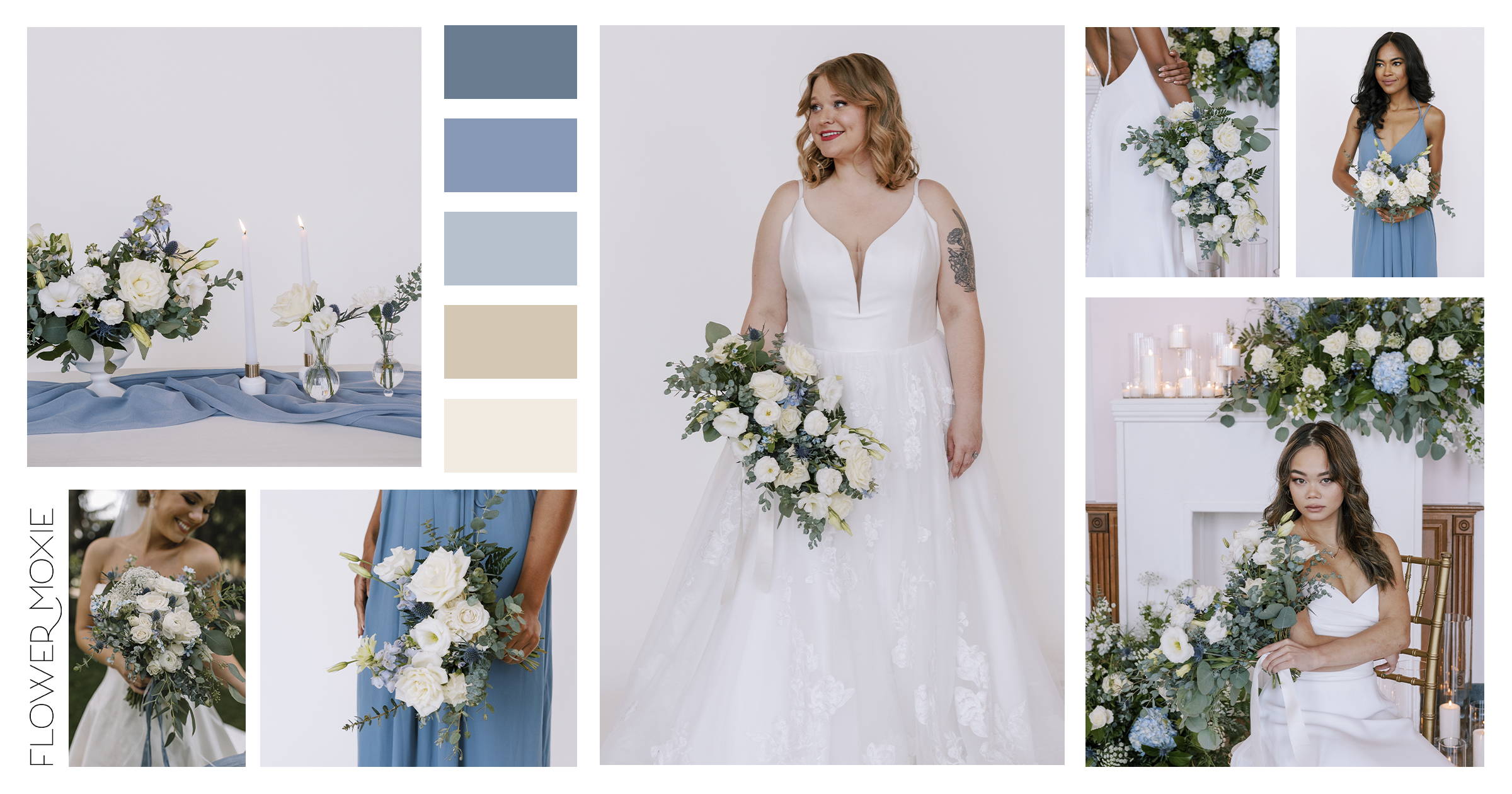 WEDDING FLOWERS NAVY BLUE WHITE FOAM ROSE BRIDE BOUQUET CRYSTAL ARTIFICIAL 