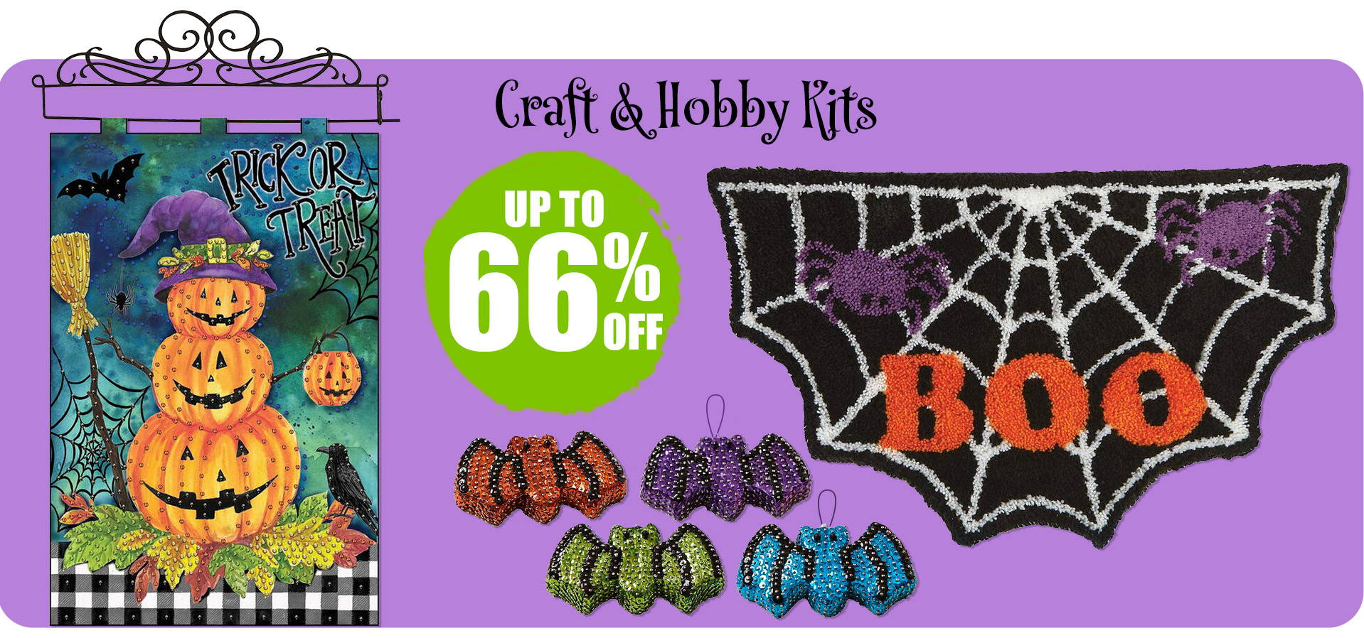Craft & Hobby Kits up to 50% Off. Image: Featured Halloween Hobby Kits.