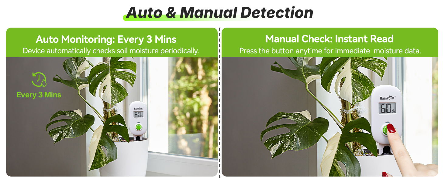 Auto and manual detection features for monitoring plant health.