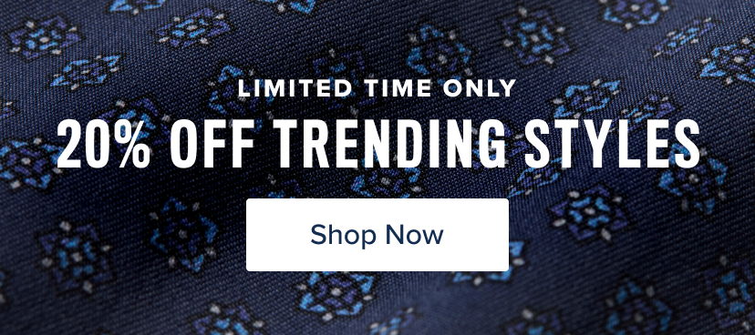 Promotional banner for 20% off trending styles, limited time offer.