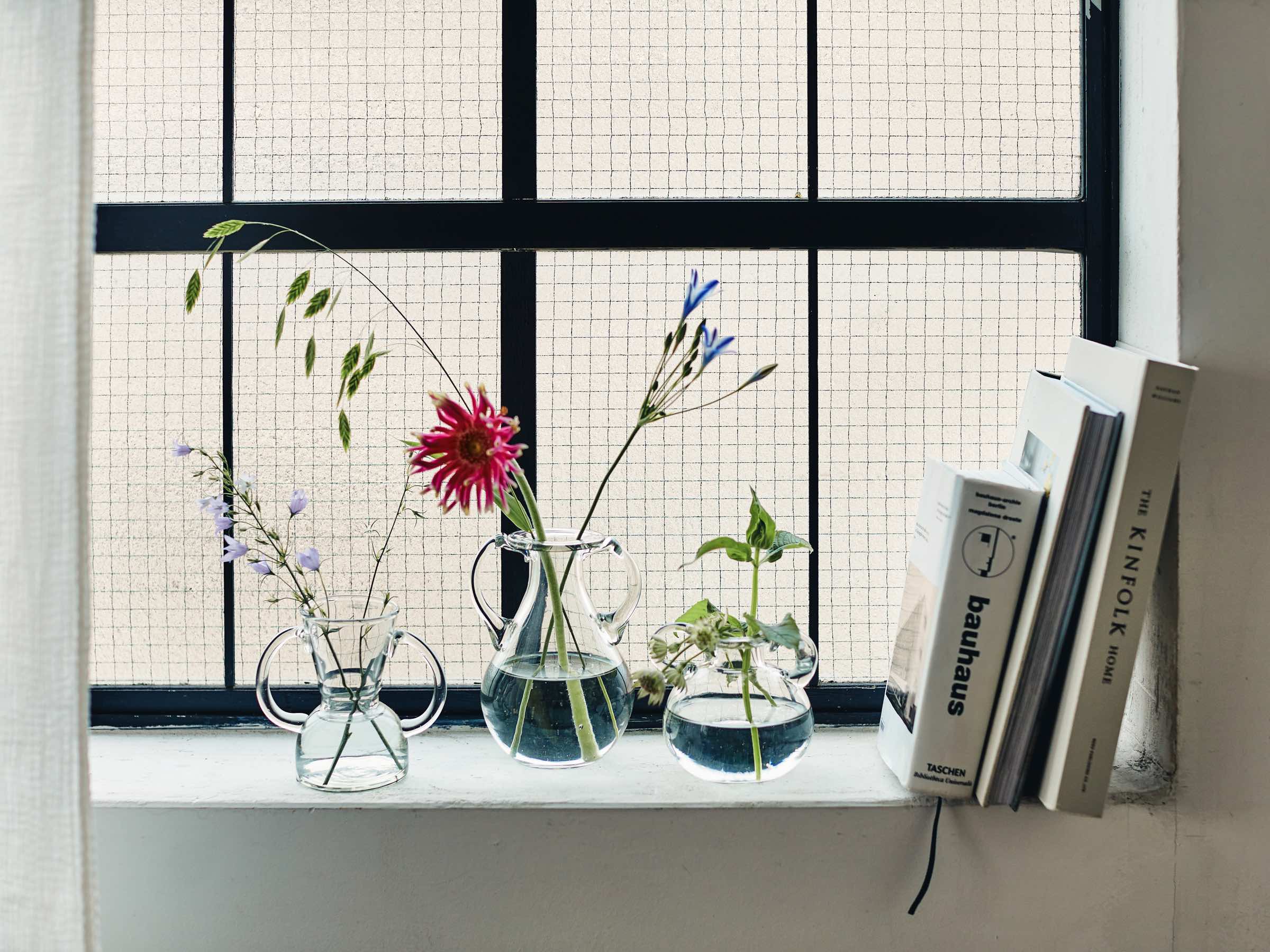 ハンドル付きガラスベース Orne De Feuilles