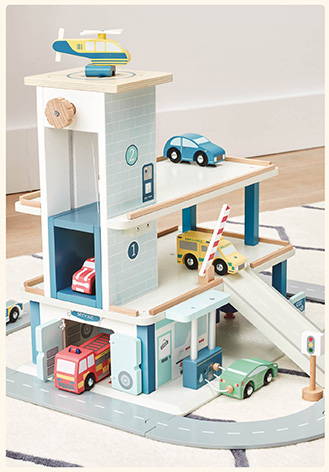 Wooden toy garage