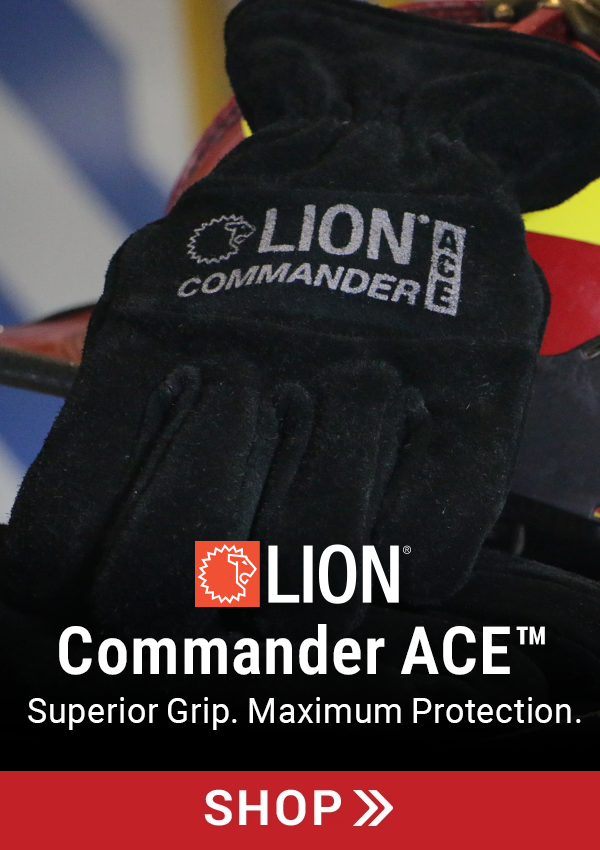 Lion Commander ACE gloves with text: 