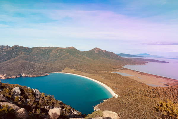 View of Coles Bay in Tasmania