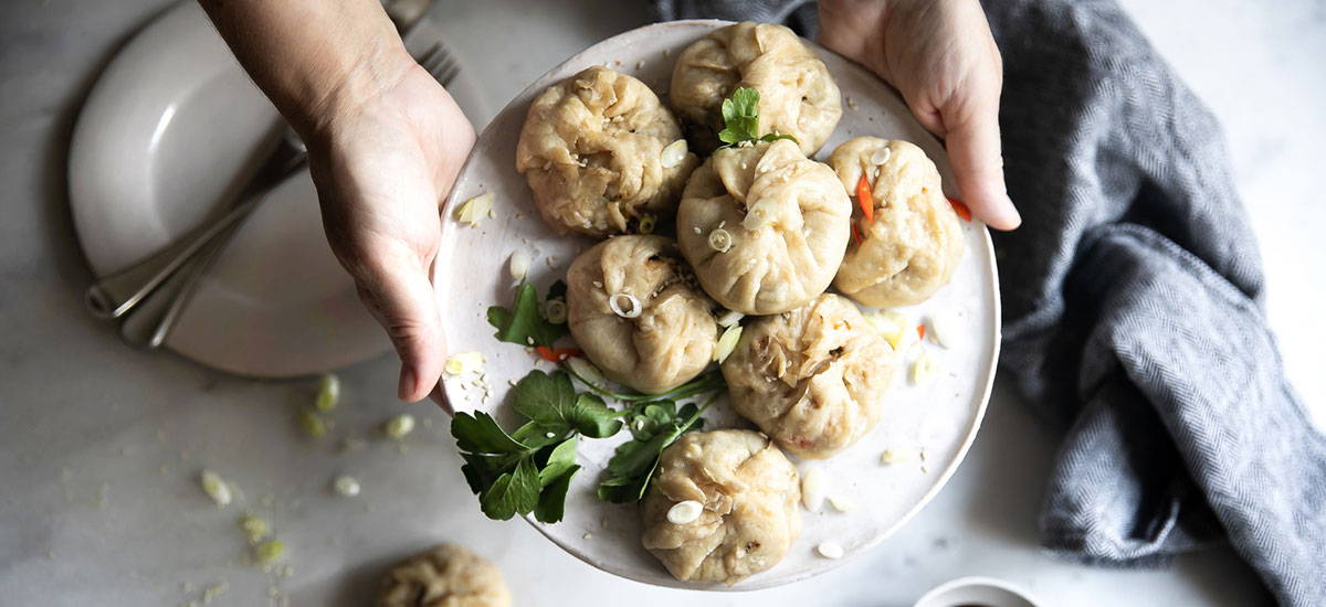 Pan Fried Veggie Bao Buns