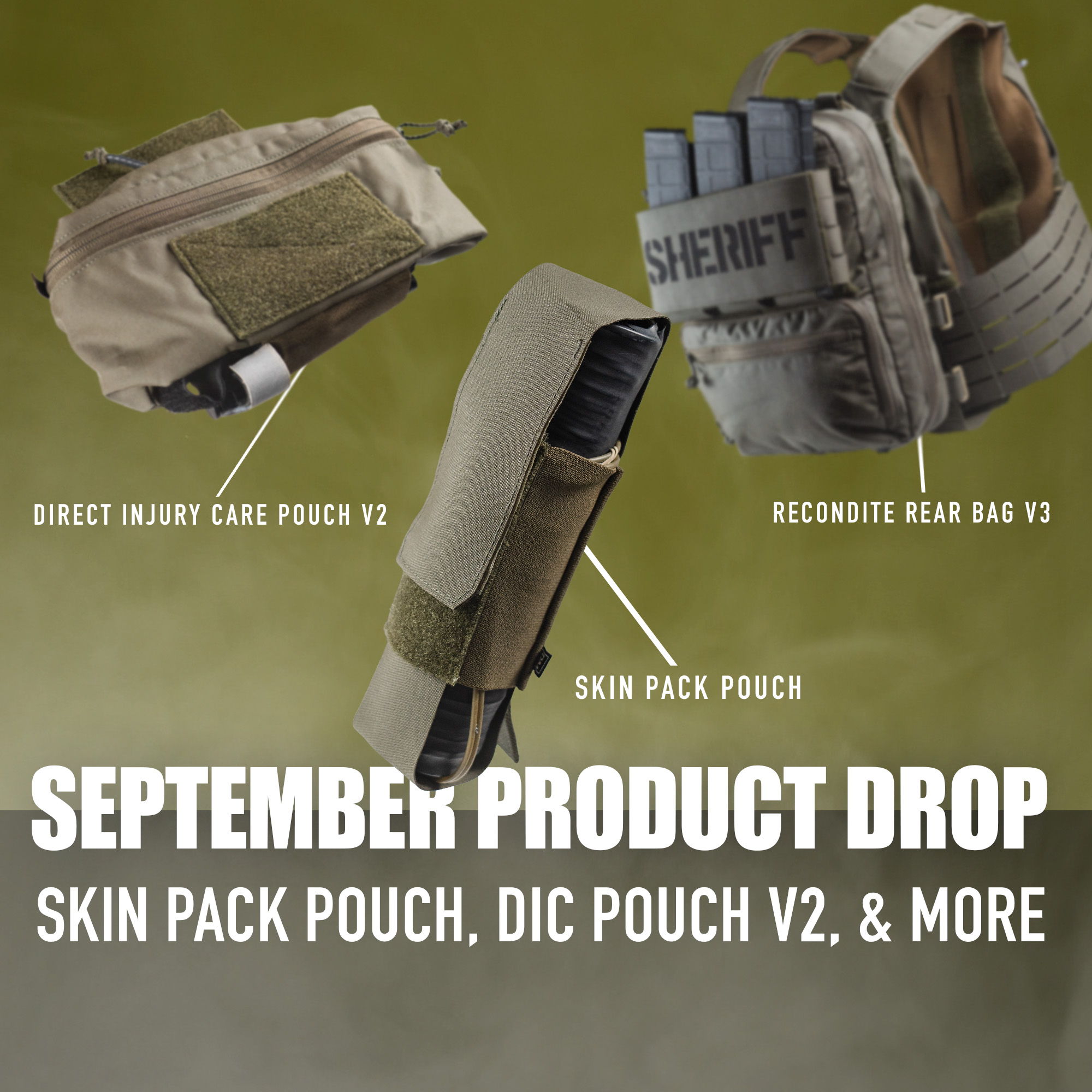 September product drop featuring various tactical pouches and accessories.