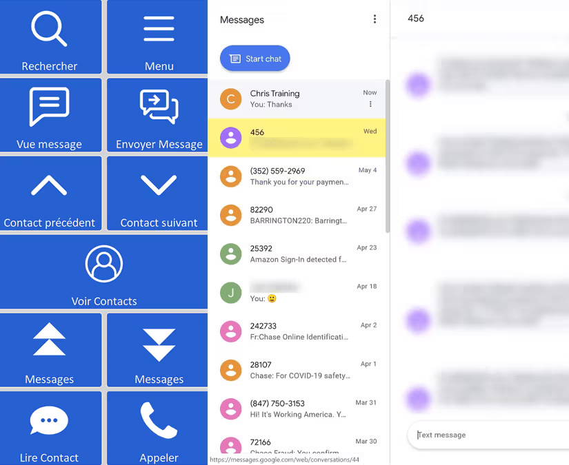 Tobii Dynavox Accessible SMS Android Messages sur Communicator 5 Accessible Apps 