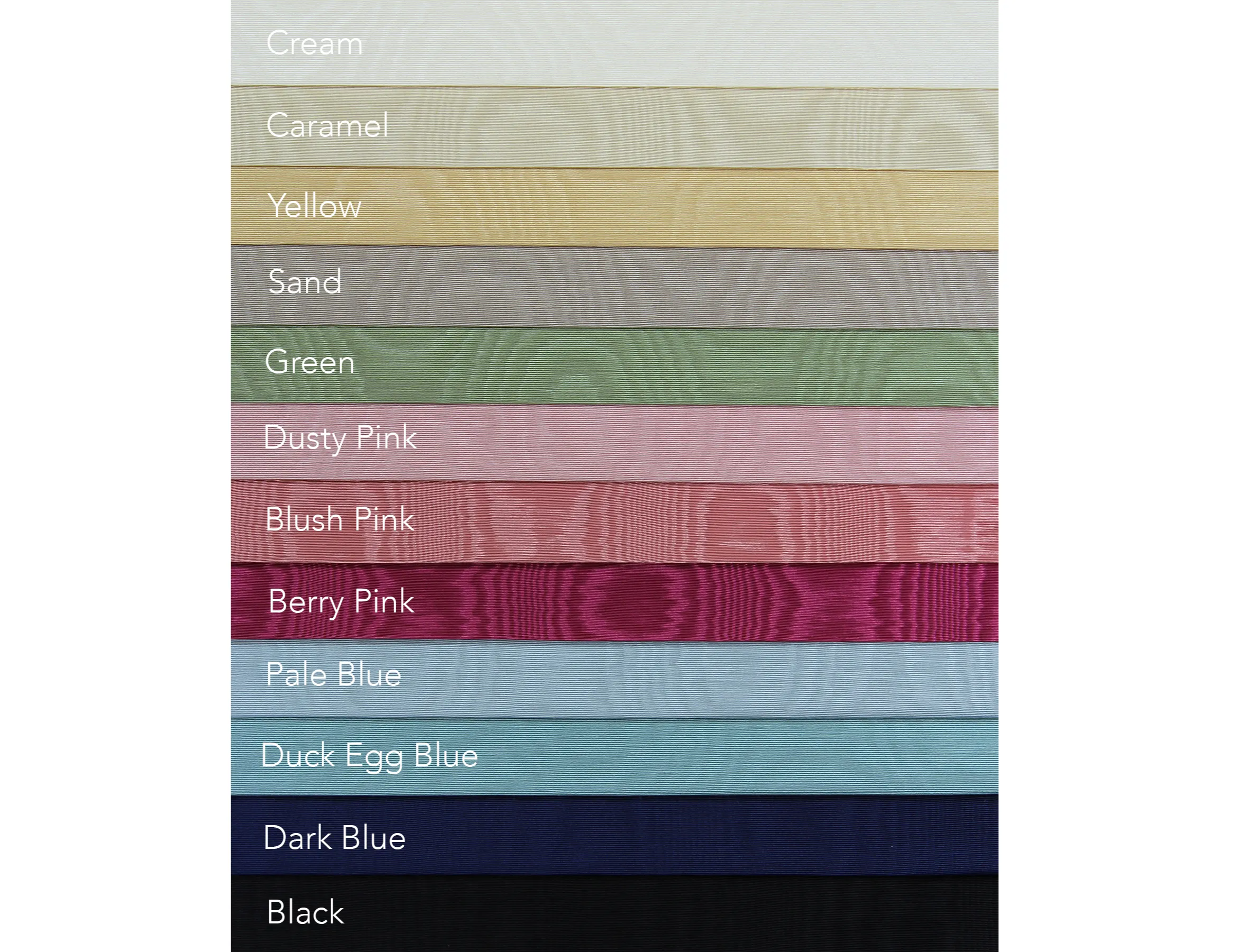 Swatches of backing fabric color options